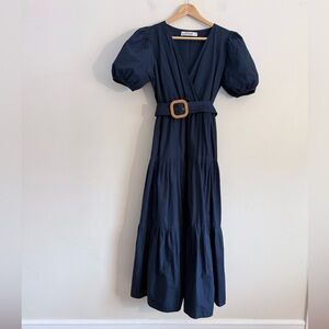 LUSANA Karrisa MAXI DRESS tired cotton belted size small